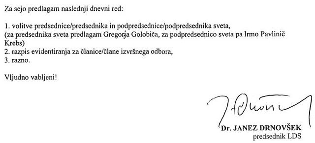 Predsednikovo vabilo in napotilo Predsednikovo vabilo in napotilo