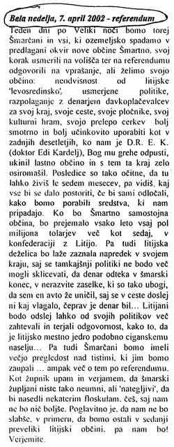 Agitacija Šmarskega župnika: iz letaka V navezi, oznanila župnij Šmartno pri Litiji in Javorje Agitacija Šmarskega župnika: iz letaka V navezi, oznanila župnij Šmartno pri Litiji in Javorje