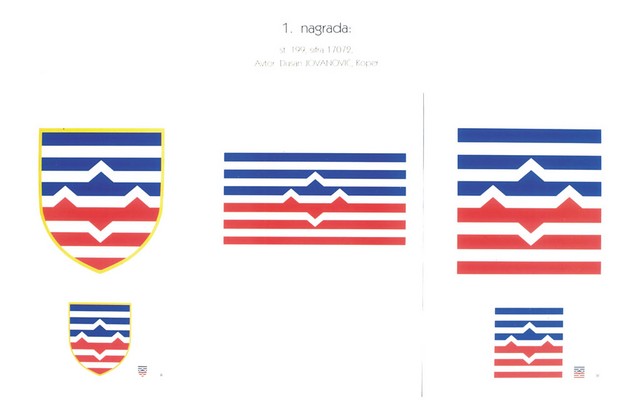 1. nagrada, Dušan Jovanovič: '... modre, bele in rdeče proge v sredini izrišejo tradicionalni motiv Triglava, ki pod seboj zrcali rečno korito kot metaforo slovenskih voda.' 1. nagrada, Dušan Jovanovič: '... modre, bele in rdeče proge v sredini izrišejo tradicionalni motiv Triglava, ki pod seboj zrcali rečno korito kot metaforo slovenskih voda.'