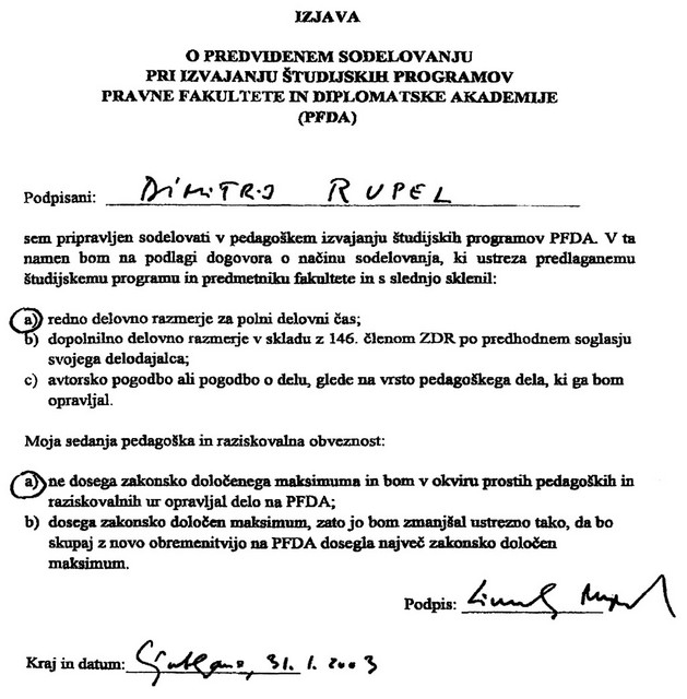 Polni delovni čas - Minister Rupel si je konec januarja zase zamislil novo delovno mesto visokošolskega profesorja Polni delovni čas - Minister Rupel si je konec januarja zase zamislil novo delovno mesto visokošolskega profesorja