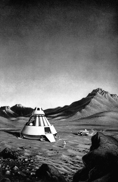 Fantazijska skica morebitnega prvega pristanka na rdečem planetu