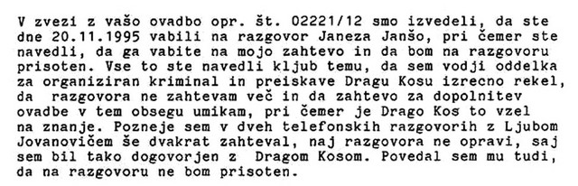 Zahteva tožilca Damjana Gantarja, da naj kriminalisti ne zaslišijo Janeza Janše. Zahteva tožilca Damjana Gantarja, da naj kriminalisti ne zaslišijo Janeza Janše.
