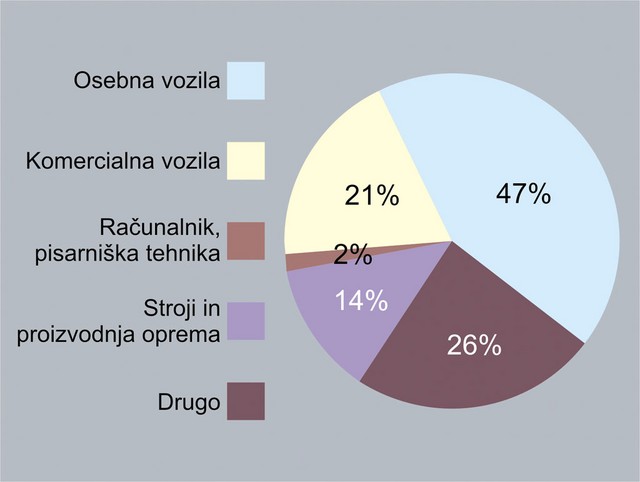Struktura lizinga premičnin v letu 2002 (v odstotkih) Struktura lizinga premičnin v letu 2002 (v odstotkih)