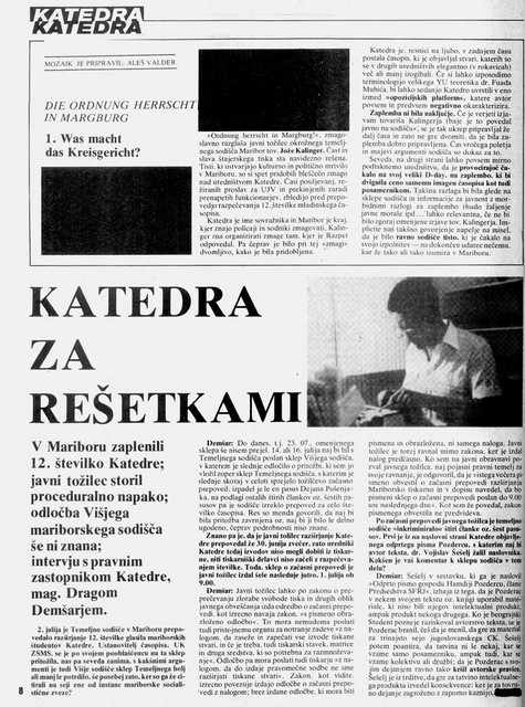 Eno od cenzuriranih besedil v zaplenjeni Mladini iz leta 1987 Eno od cenzuriranih besedil v zaplenjeni Mladini iz leta 1987