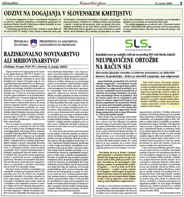 Oglas, objavljen v Kmečkem glasu 15. Junija 2005 Oglas, objavljen v Kmečkem glasu 15. Junija 2005