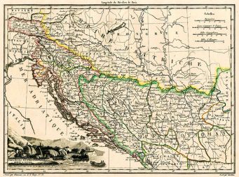Zemljevid Ilirskih provinc iz l. 1809. (Last dr. Jernej Sekolec) Po sklenjenem schönbrunnskem miru (14. 10. 1809) je Napoleon s posebnim dekretom združil nekdanja avstrijska in beneška ozemlja v Ilirske province, ki so obsegale: sodna okraja Lienz in Sillian na Tirolskem, zahodno Koroško, Goriško, Trst, Kranjsko, civilno Hrvaško desno od Save, Vojno krajino, Dalmacijo in Dubrovnik z Boko Kotorsko. Za glavno mesto provinc je bila postavljena Ljubljana. Zemljevid Ilirskih provinc iz l. 1809. (Last dr. Jernej Sekolec) Po sklenjenem schönbrunnskem miru (14. 10. 1809) je Napoleon s posebnim dekretom združil nekdanja avstrijska in beneška ozemlja v Ilirske province, ki so obsegale: sodna okraja Lienz in Sillian na Tirolskem, zahodno Koroško, Goriško, Trst, Kranjsko, civilno Hrvaško desno od Save, Vojno krajino, Dalmacijo in Dubrovnik z Boko Kotorsko. Za glavno mesto provinc je bila postavljena Ljubljana.
