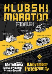 Legendarni Engelsovi maratonski kombiji na plakatu za finale prvega Klubskega maratona.