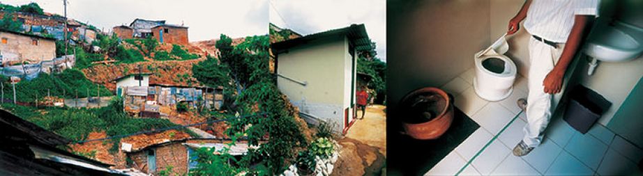 Projekt &raquo;Suho stranišče&laquo; (Dry Toilet), 2003: Marjetica Potrč in izraelska arhitektka Liyat Esakov sta skupaj s prebivalci barria La Vega, neformalnega dela venezuelske prestolnice Caracas, kjer vlada veliko pomanjkanje vode, razvili suho stranišče, ki deluje brez vode. Projekt so podprli mestna oblast, največje vodno podjetje v državi in država.