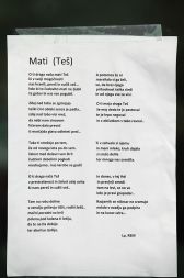 Pesem, posvečena materi TEŠ, ki jo je neznani umetnik nalepil ob vhodu v novo upravno stavbo termoelektrarne. Pesem, posvečena materi TEŠ, ki jo je neznani umetnik nalepil ob vhodu v novo upravno stavbo termoelektrarne.
