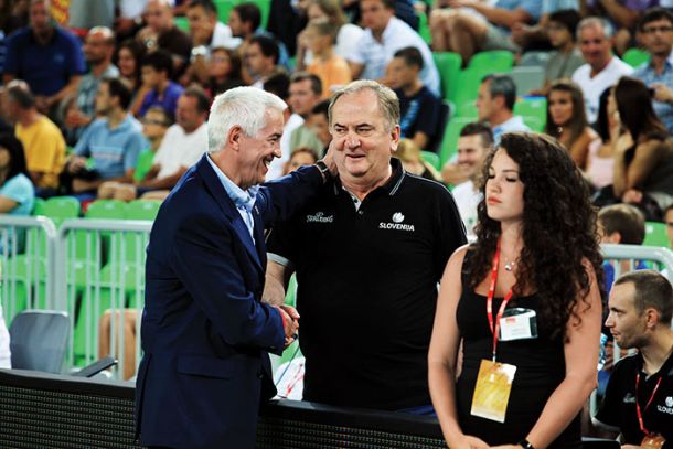 SNIDENJE SEKRETARJA FIBE EUROPE NARA ZANOLINA IN SELEKTORJA SLOVENIJE BOŽIDARJA MALJKOVIĆA, POKAL ADECCO EX-YU 2011, STOŽICE, LJ | Borut Krajnc