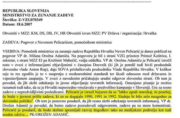 Zagrebška depeša ni tajna